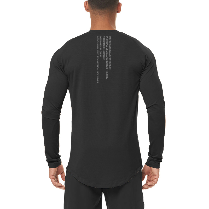 T Shirt Tight Fit - 高弾性メンズフィットネススポーツウェア秋長袖タイトランニング速乾シャツジムボディビルディング筋肉カジュアルTシャツ